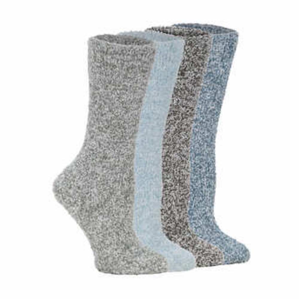 LEMON Women's Cozy Soft Casual Crew Fuzzy Socks 4 Pairs